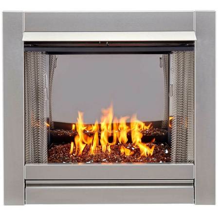 DULUTH FORGE Ventless Stainless Outdoor Gas Fireplace Insert With Reflective DF450SS-G-RCO